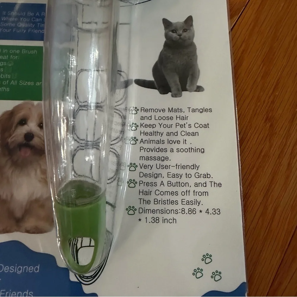 Self-Cleaning Green Pet Grooming Tool Slicker Deshedding Tool Easy-Release